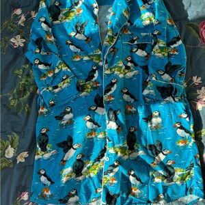 Printfresh Puffin Print Flannel Sleep Shirt - Size L